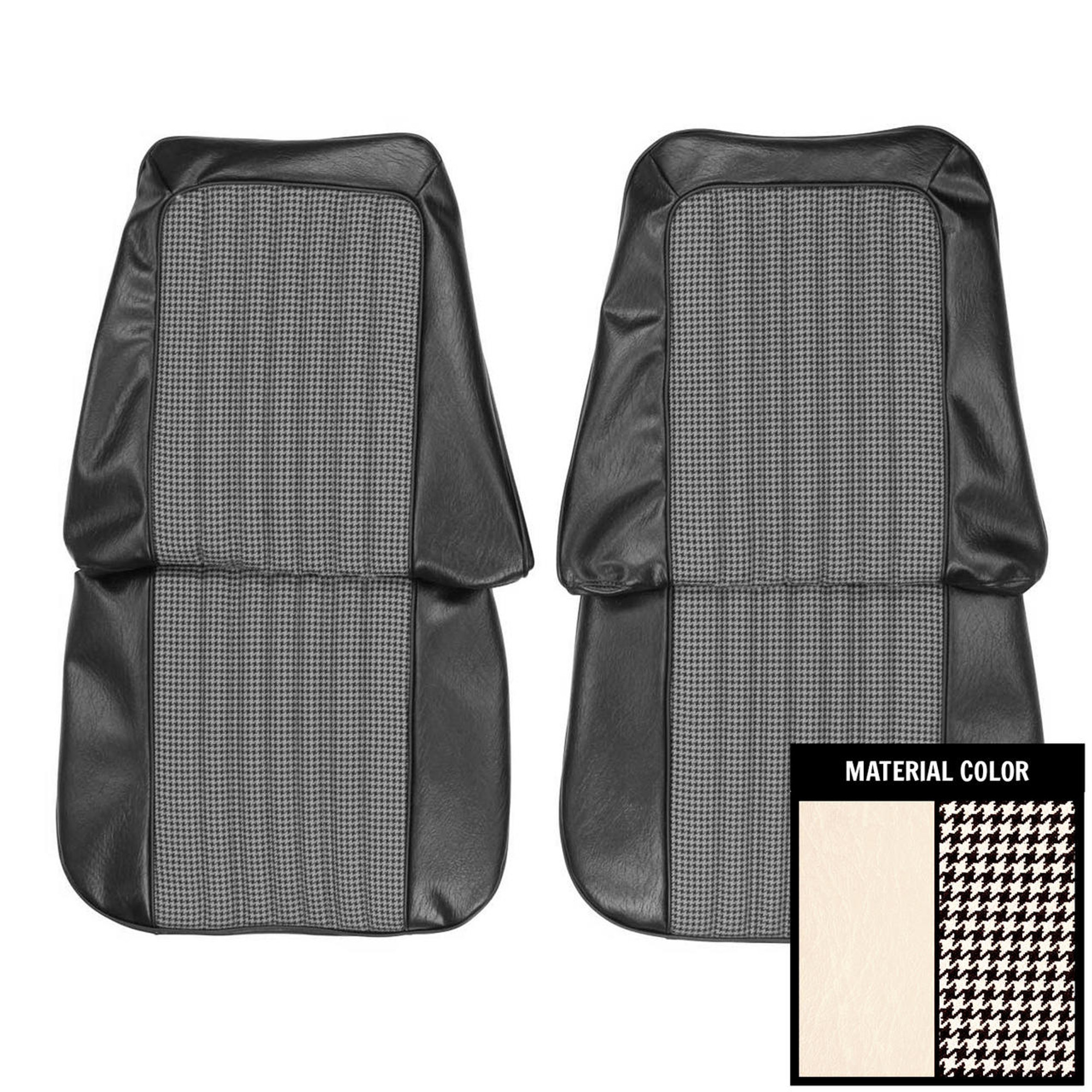PUI Interiors 1971-1972 Chevrolet Truck White Houndstooth Front Bucket Seat Covers - 71TSD37U
