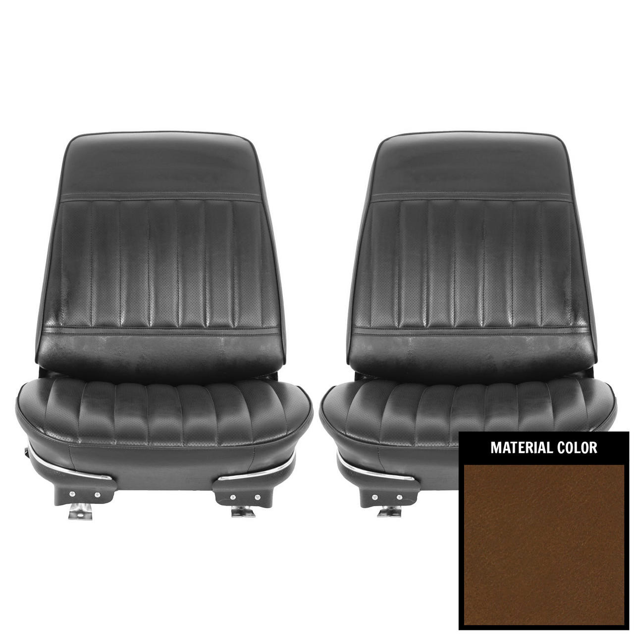 PUI Interiors 1971-1972 Skylark/Custom/GS350/400 Dark Saddle Pre-Assembled Front Bucket Seats - 71US42U-P