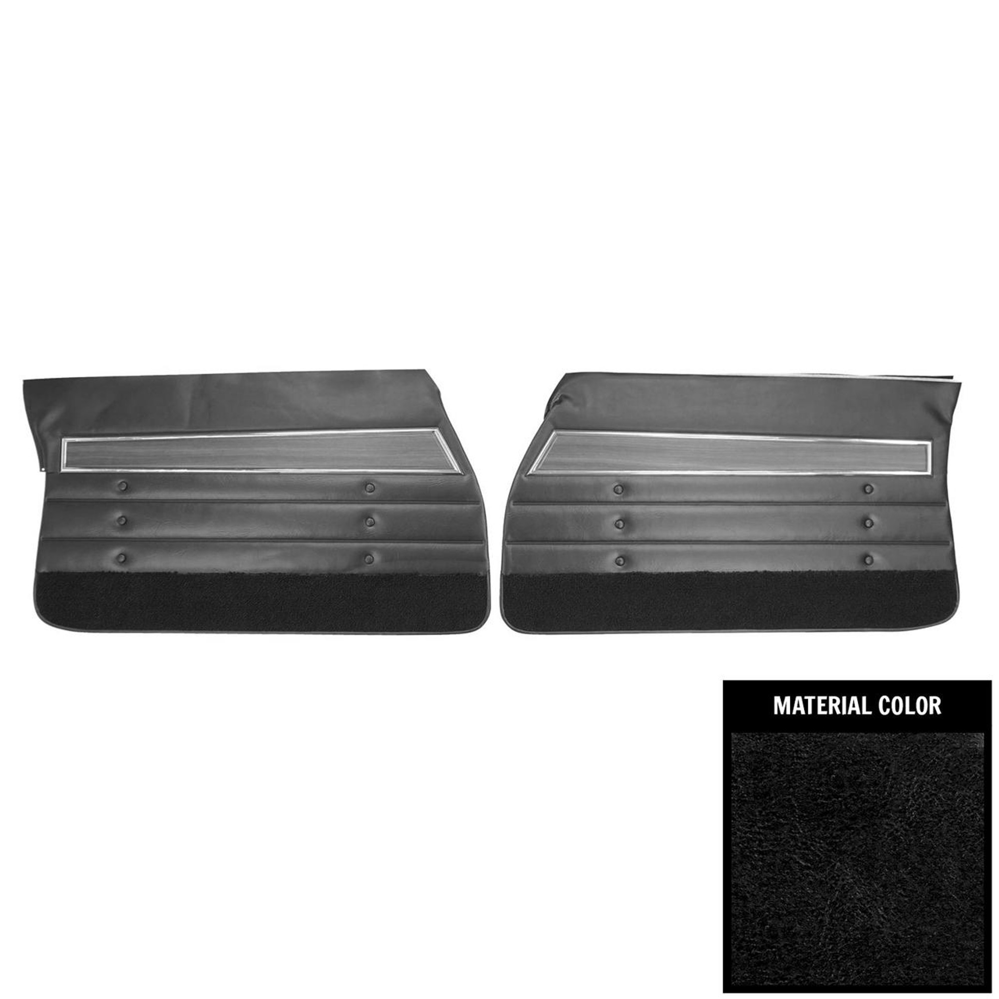 PUI Interiors 1972 Oldsmobile Cutlass S 2-Door Sedan Black Front Door Panels - 72CD102T