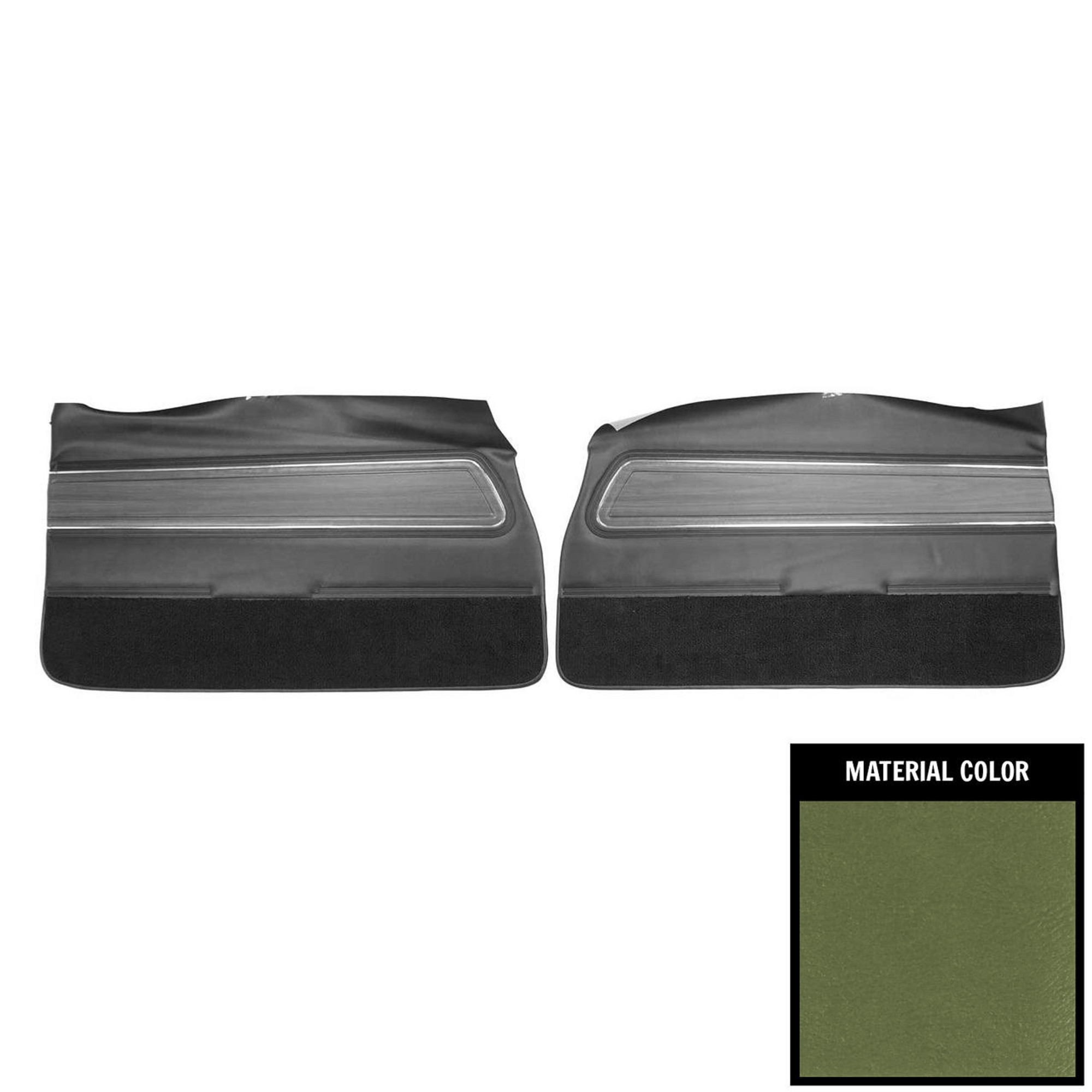 PUI Interiors 1972 Oldsmobile Cutlass S Jade Green Front Door Panels - 72CD192