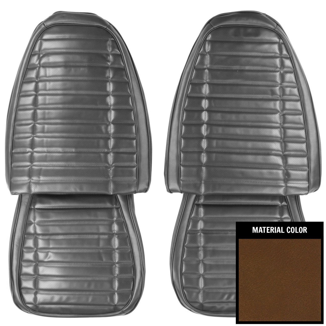 PUI Interiors 1972 Pontiac Firebird Deluxe Dark Saddle Front Bucket Seat Covers - 72HS42U