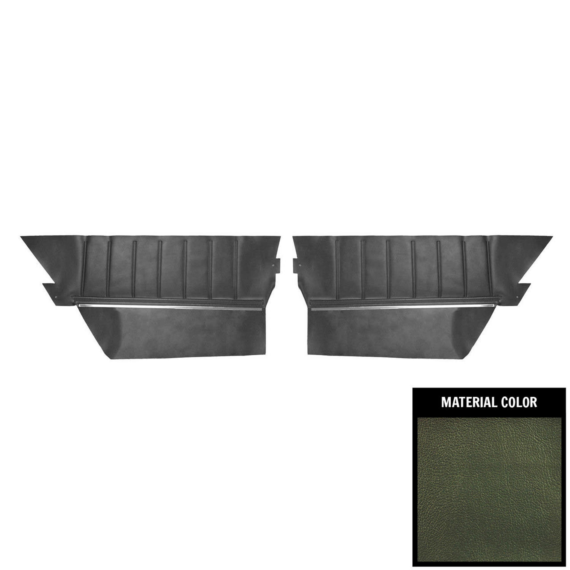 PUI Interiors 1972 Dodge Charger Hardtop Standard Dark Green Rear Door Panels - 72KDA716C