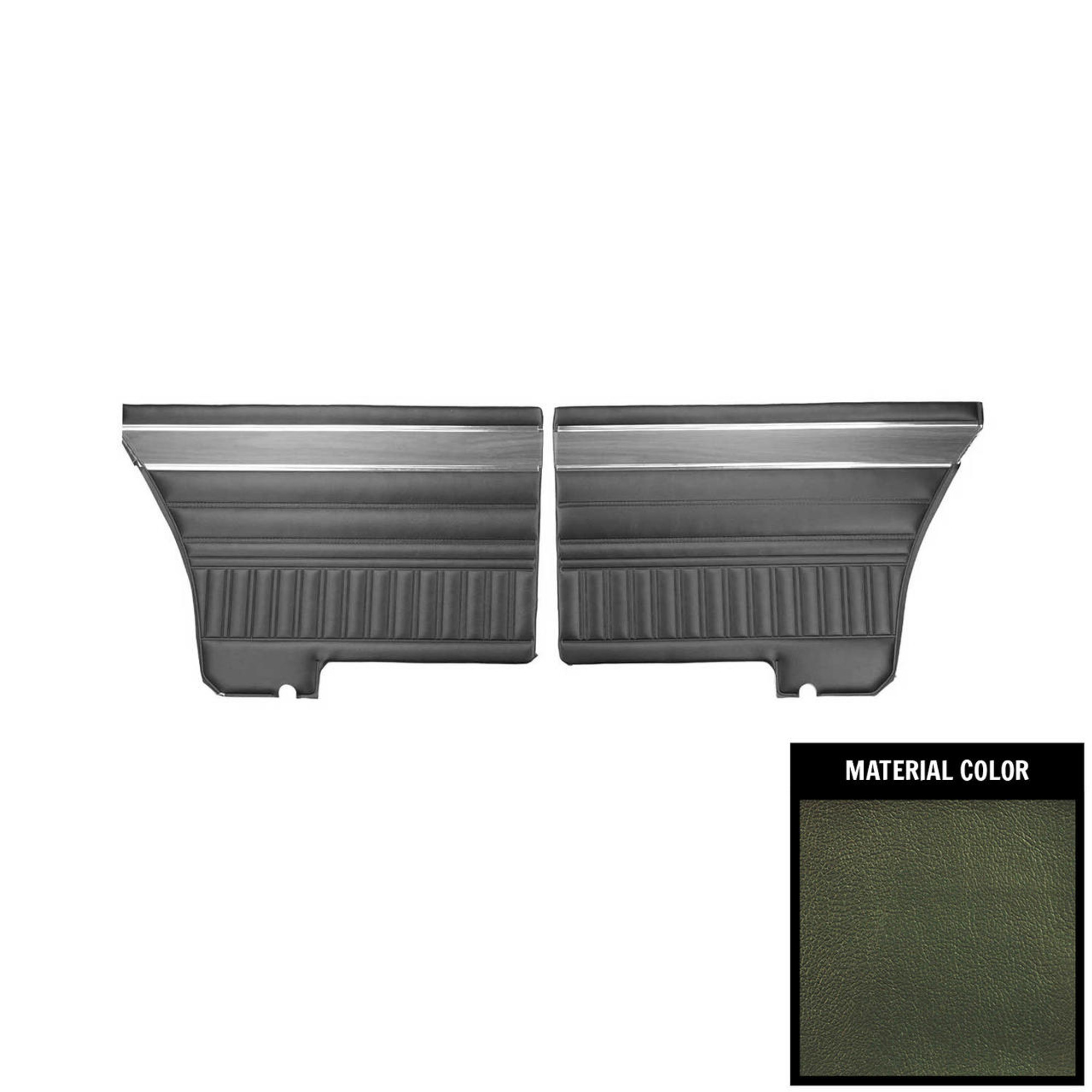 PUI Interiors 1972 Dodge Dart 340/Demon 340 Hardtop Woodgrain Dark Green Rear Door Panels - 72KDDD716C