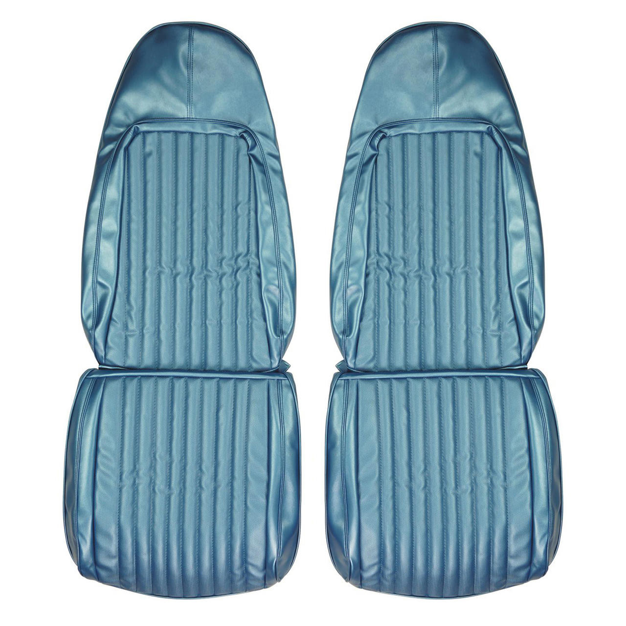 PUI Interiors 1972 Plymouth Cuda/Challenger Bright Blue Front Bucket Seat Covers - 72KSB723U