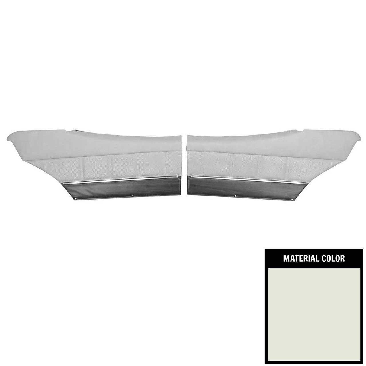 PUI Interiors 1972 Skylark/350/Custom/GS Hardtop Pre-Assembled White/Black Rear Door Panels - 72UDW37C-P