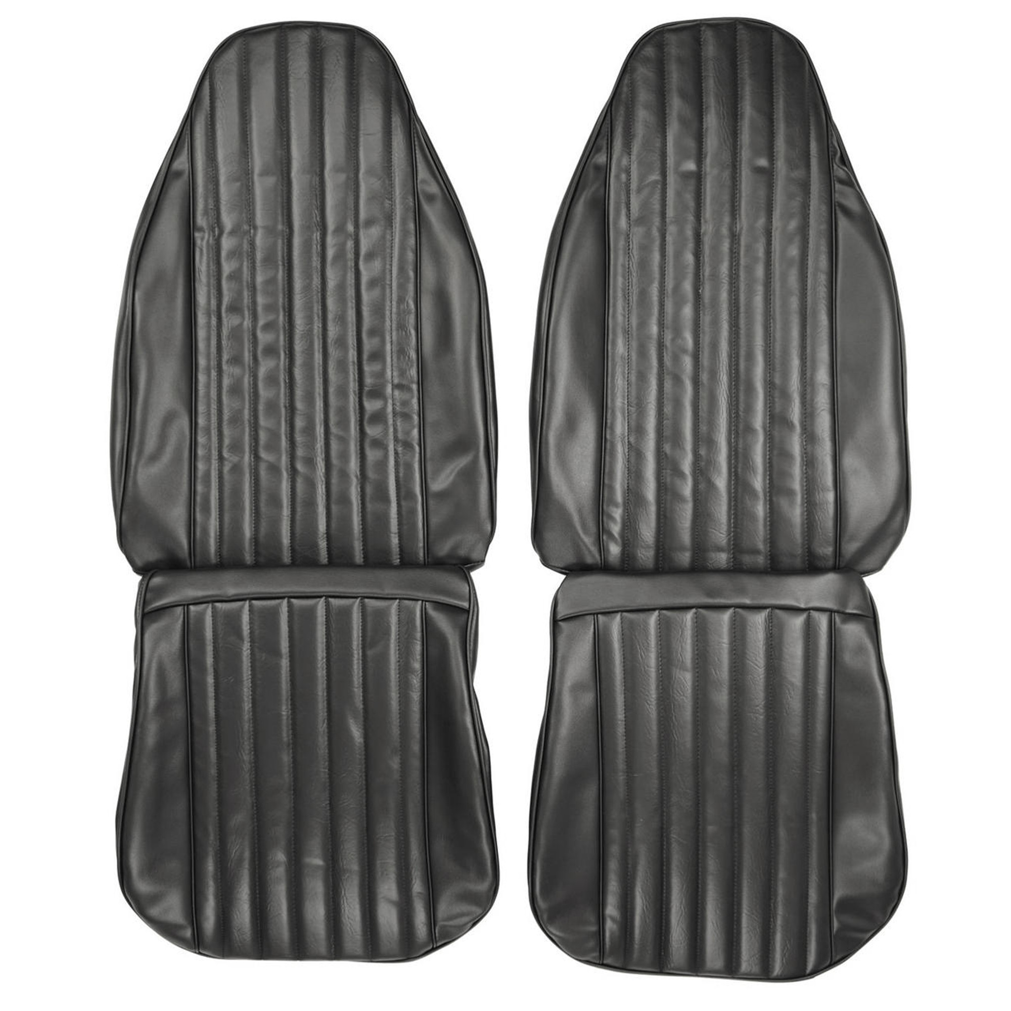 PUI Interiors 1973 Plymouth Duster/Dart Sport Black Front Bucket Seat Covers - 73KSDU10U