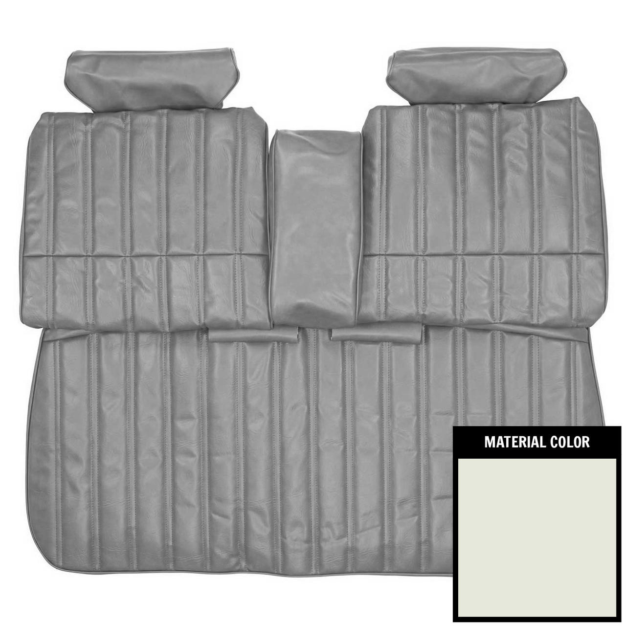PUI Interiors 1974 and 1976 Chevrolet Malibu/Laguna White Front Bench W/Armrest Seat Cover - 74AS37B