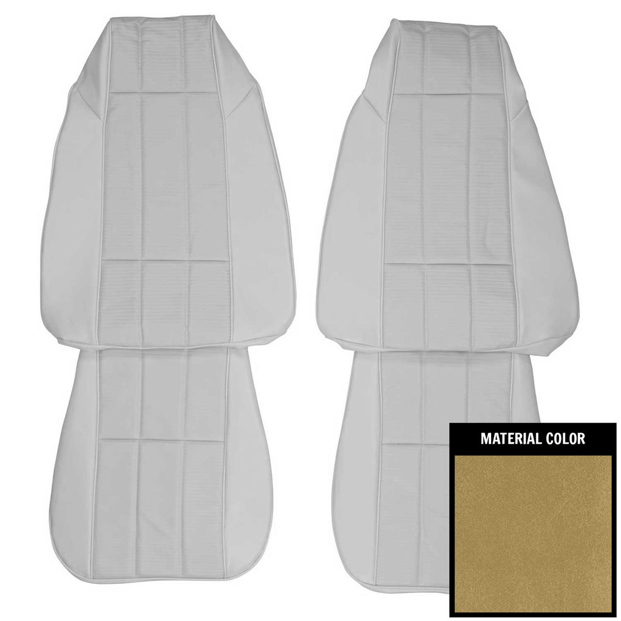 PUI Interiors 1977 Chevrolet Camaro LT Custom Vinyl Buckskin Front Bucket Seat Covers - 77DS36U