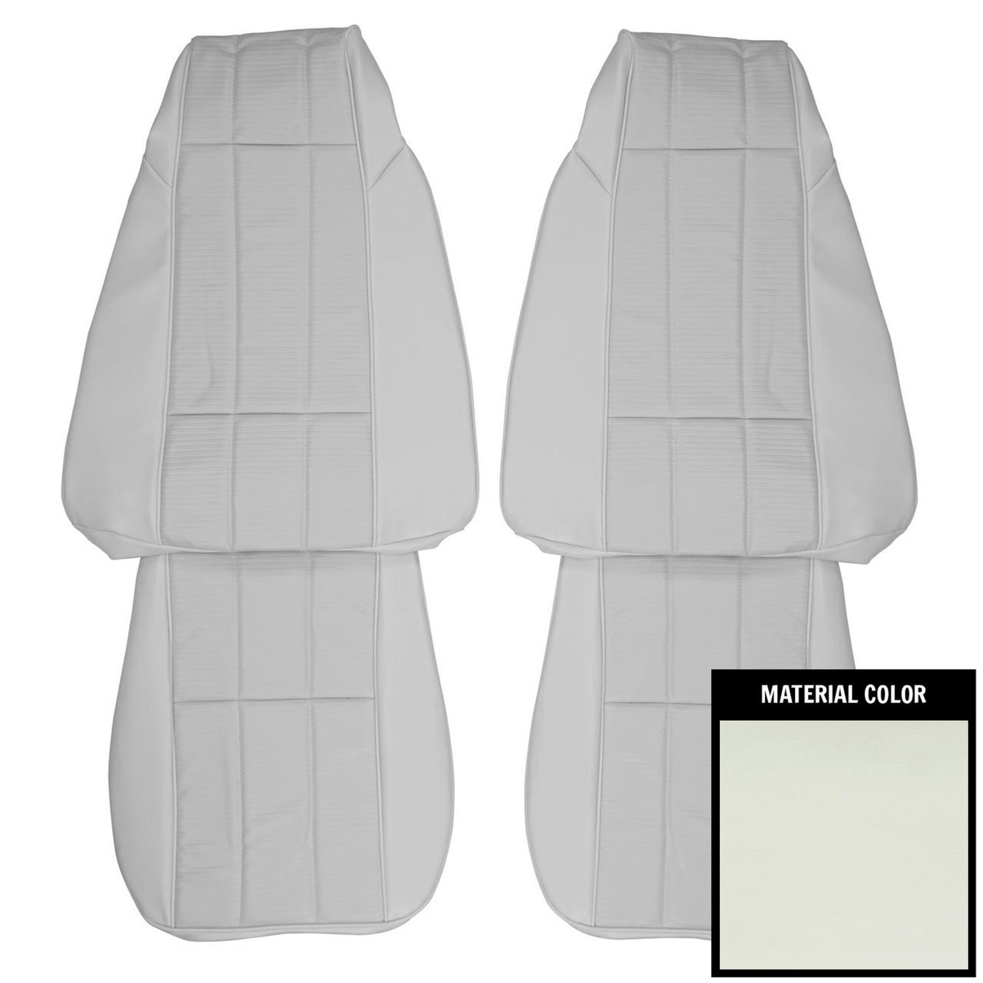 PUI Interiors 1977 Chevrolet Camaro LT Custom Vinyl White Front Bucket Seat Covers - 77DS37U
