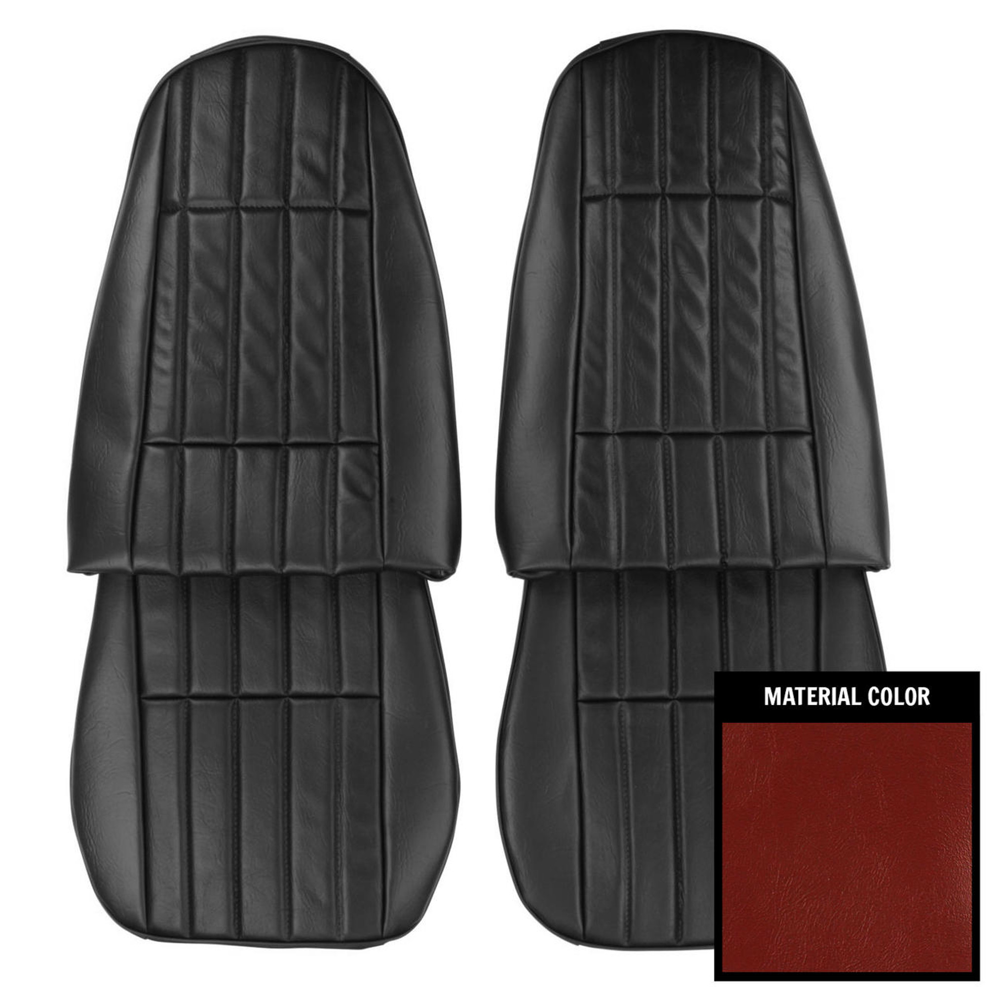 PUI Interiors 1977-78 Pontiac Firebird Standard Carmine Front Bucket Seat Covers - 77ES38U