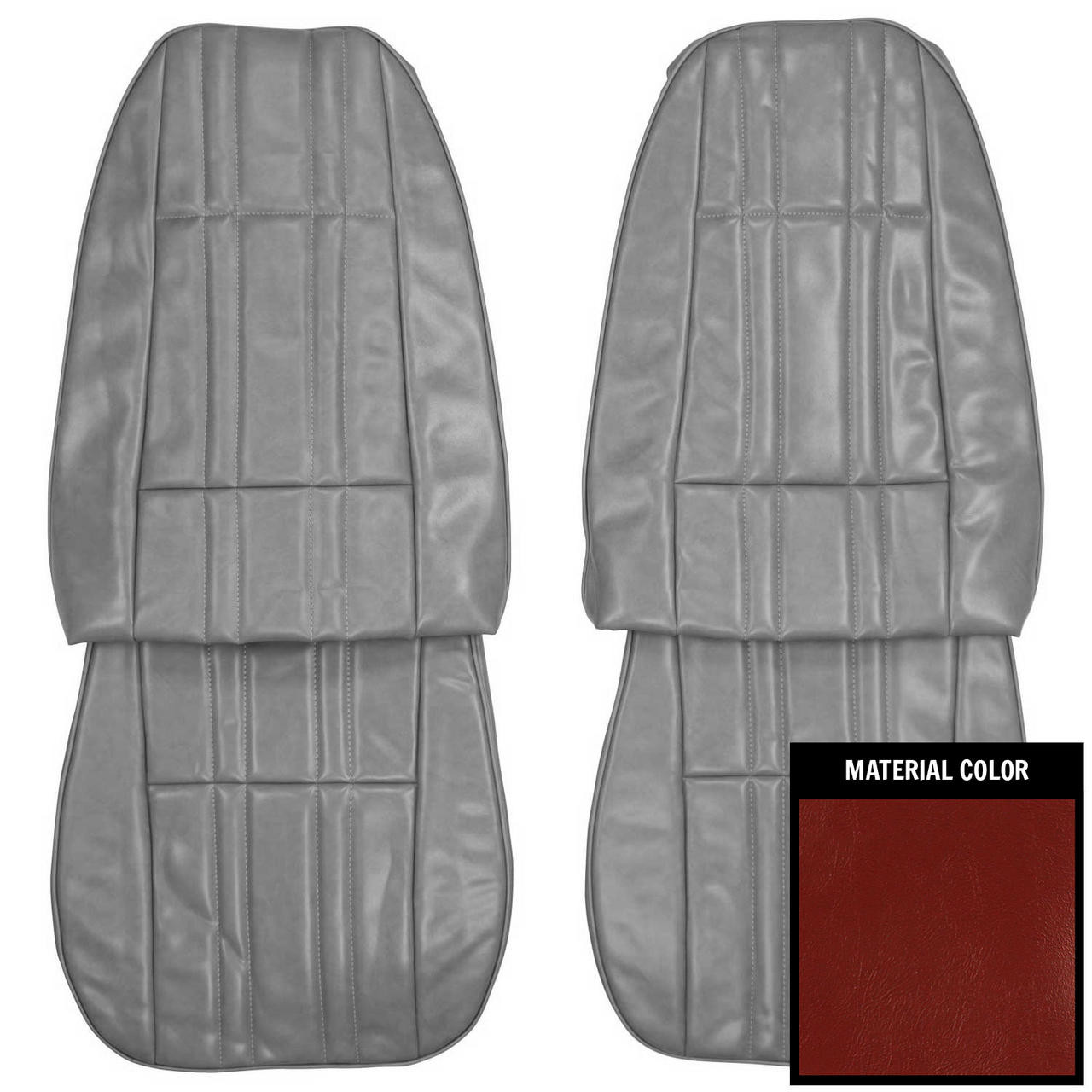 PUI Interiors 1979 Chevrolet Nova 2-Door Sedan Custom Carmine Front Bucket Seat Covers - 79XS38U-1