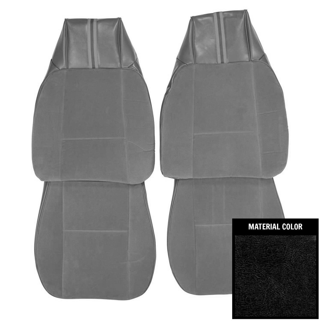 PUI Interiors 1980-81 Chevrolet Camaro Berlinetta Custom Cloth Black Front Bucket Seat Covers - 80DSC70U