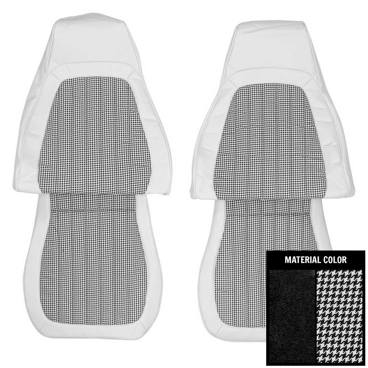 PUI Interiors 1993-02 Camaro Deluxe Black W/Houndstooth Inserts Front Bucket Seat Covers - 93FSPO10U