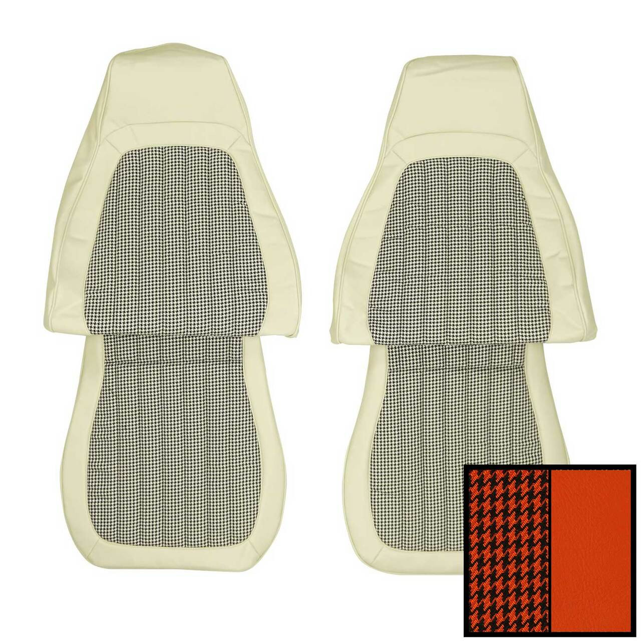 PUI Interiors 1993-02 Camaro Deluxe Orange W/Houndstooth Inserts Front Bucket Seat Covers - 93FSPO26U