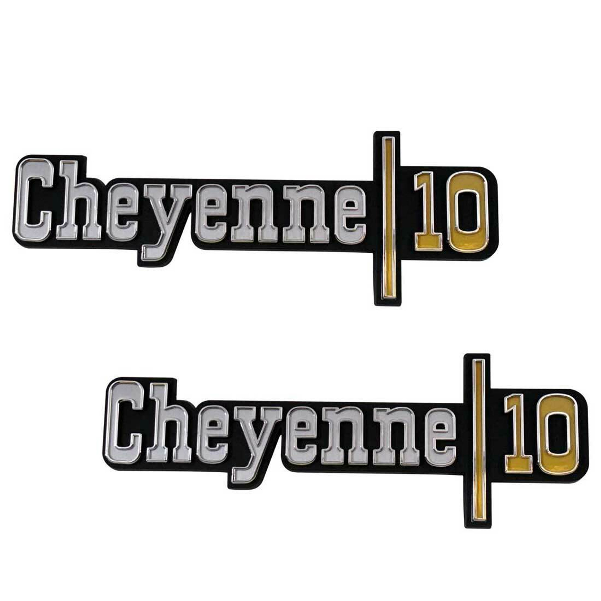 Trim Parts 1973-74 Chevrolet Truck Front Fender Cheyenne 10 Emblem W/Fasteners, Pair - 9771
