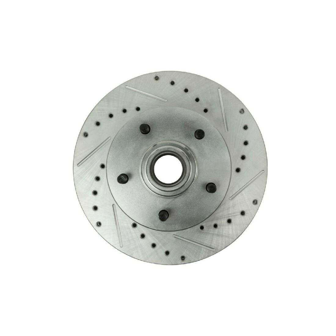 The Right Stuff 1969-1972 GM A-Body/1967-1969 GM F-Body, Zinc Washed, 11 Drilled and Slotted Front Brake Rotor/Pair - BR02ZDC
