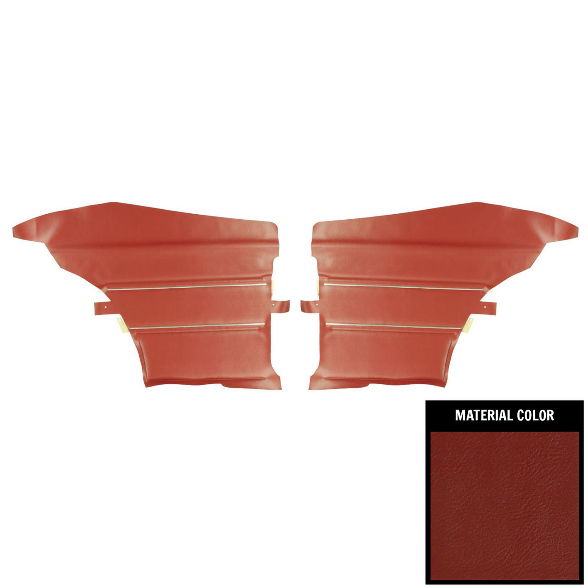 PUI Interiors 1969 Pontiac GTO/Lemans Hardtop Red Rear Door Panels - D454C