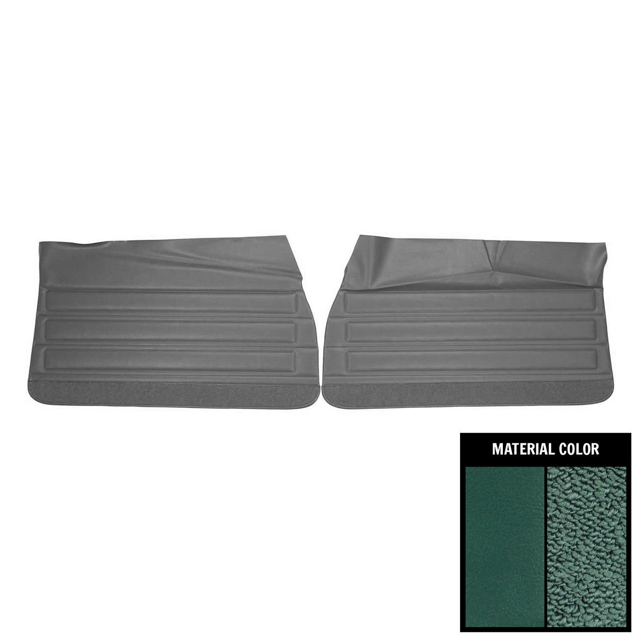 PUI Interiors 1968 Pontiac GTO/Lemans Dark Aqua Gold Edition Front Door Panels - DO443