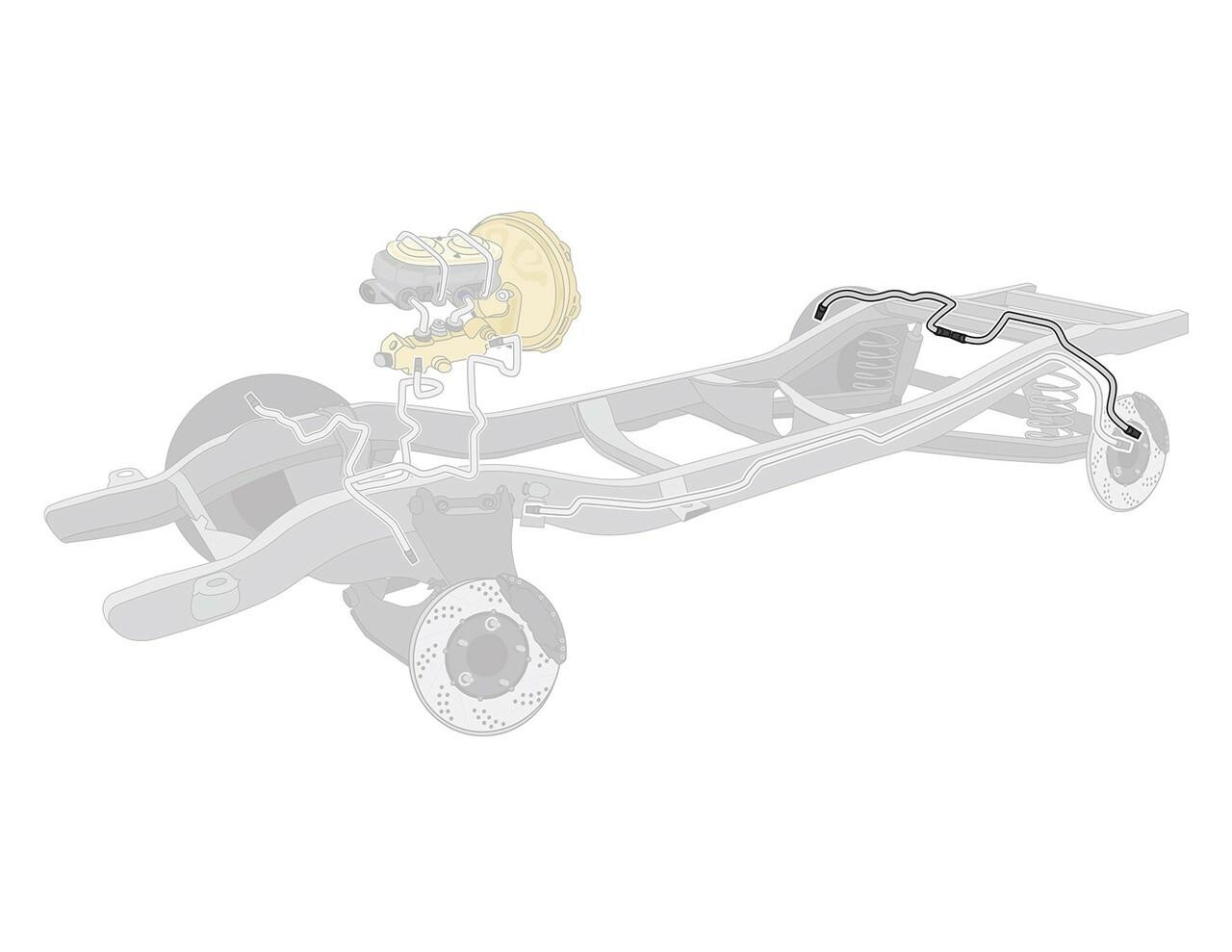 The Right Stuff 1974 Ford Torino W/9 Rear, Pre-Bent Stainless Steel Rear Axle Brake Line - DRA7401S