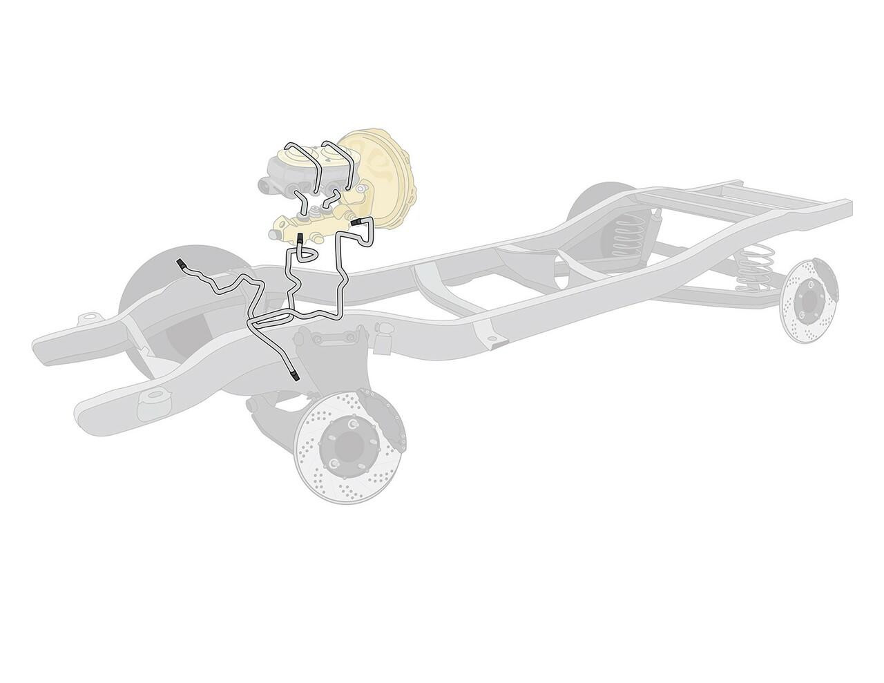The Right Stuff 1958 Ford Retractable, Pre-Bent OE Steel Front Brake Line Kit - GKT5802