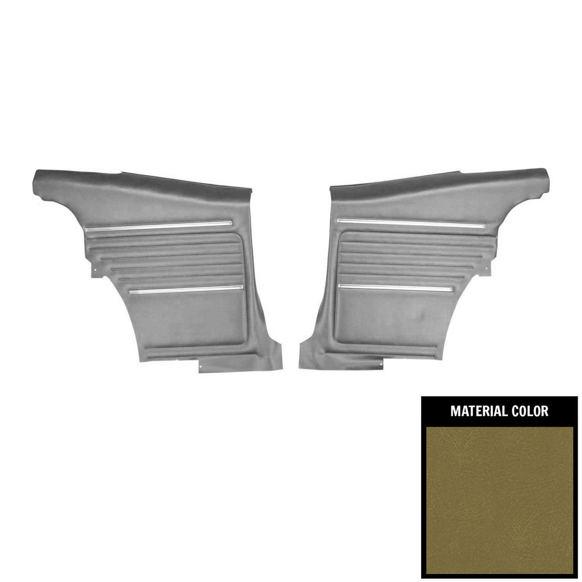 PUI Interiors 1968 Chevrolet Camaro Hardtop Standard Pre-Assembled Ivy Gold Rear Door Panels - PD213C