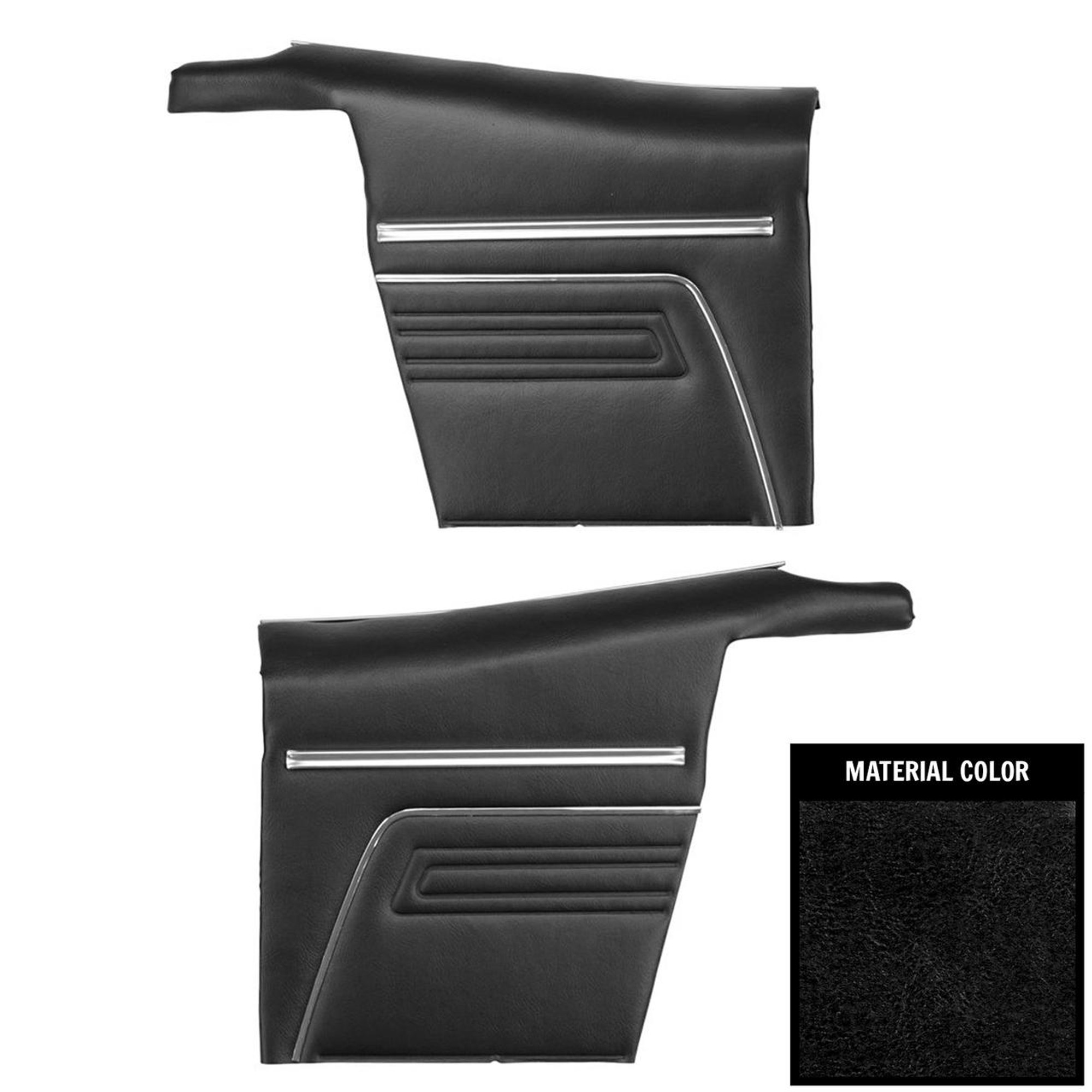PUI Interiors 1969 Chevrolet Camaro Convertible Standard Pre-Assembled Black Rear Door Panels - PD220V