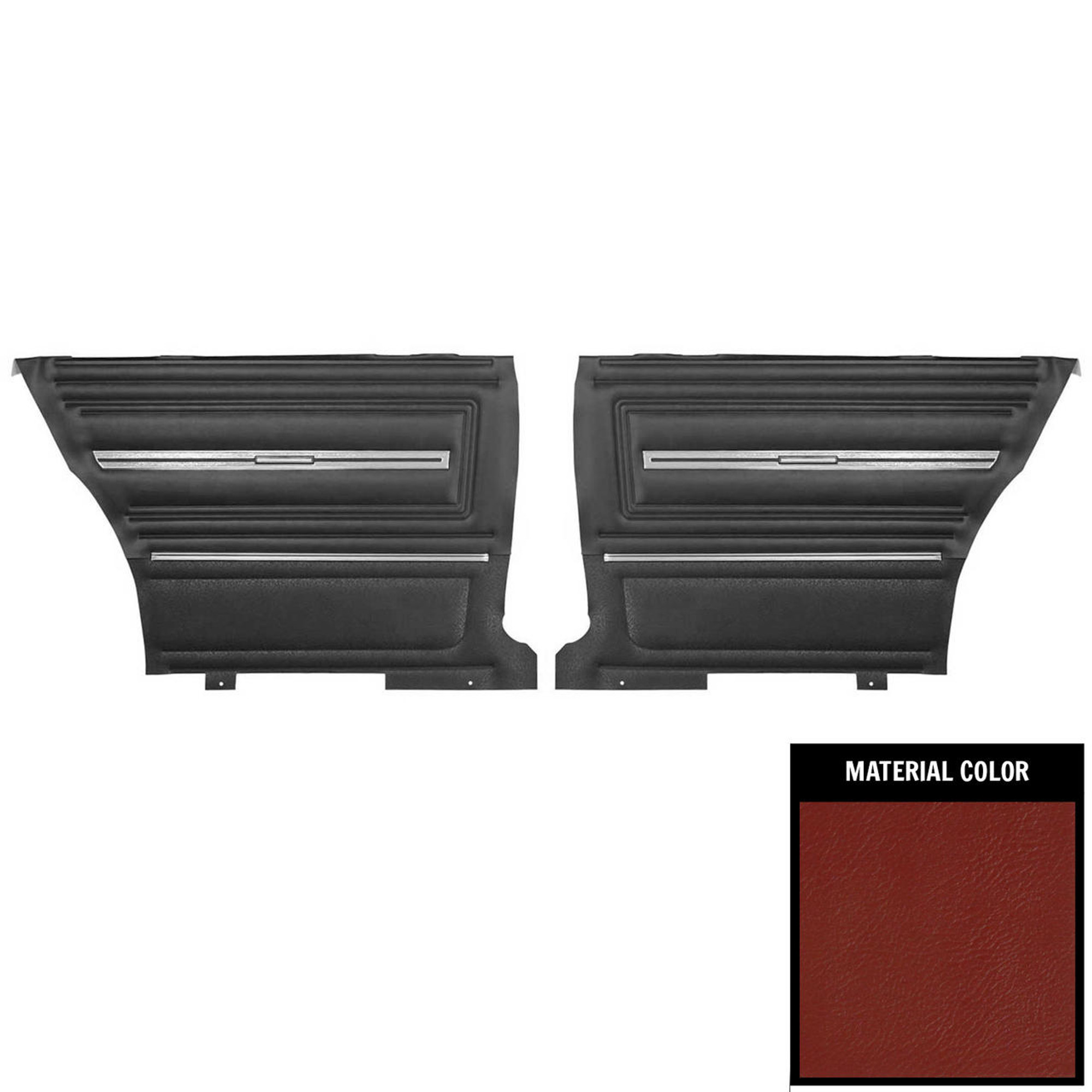 PUI Interiors 1966 Chevrolet Chevelle Hardtop Pre-Assembled Red Rear Door Panels - PD281C