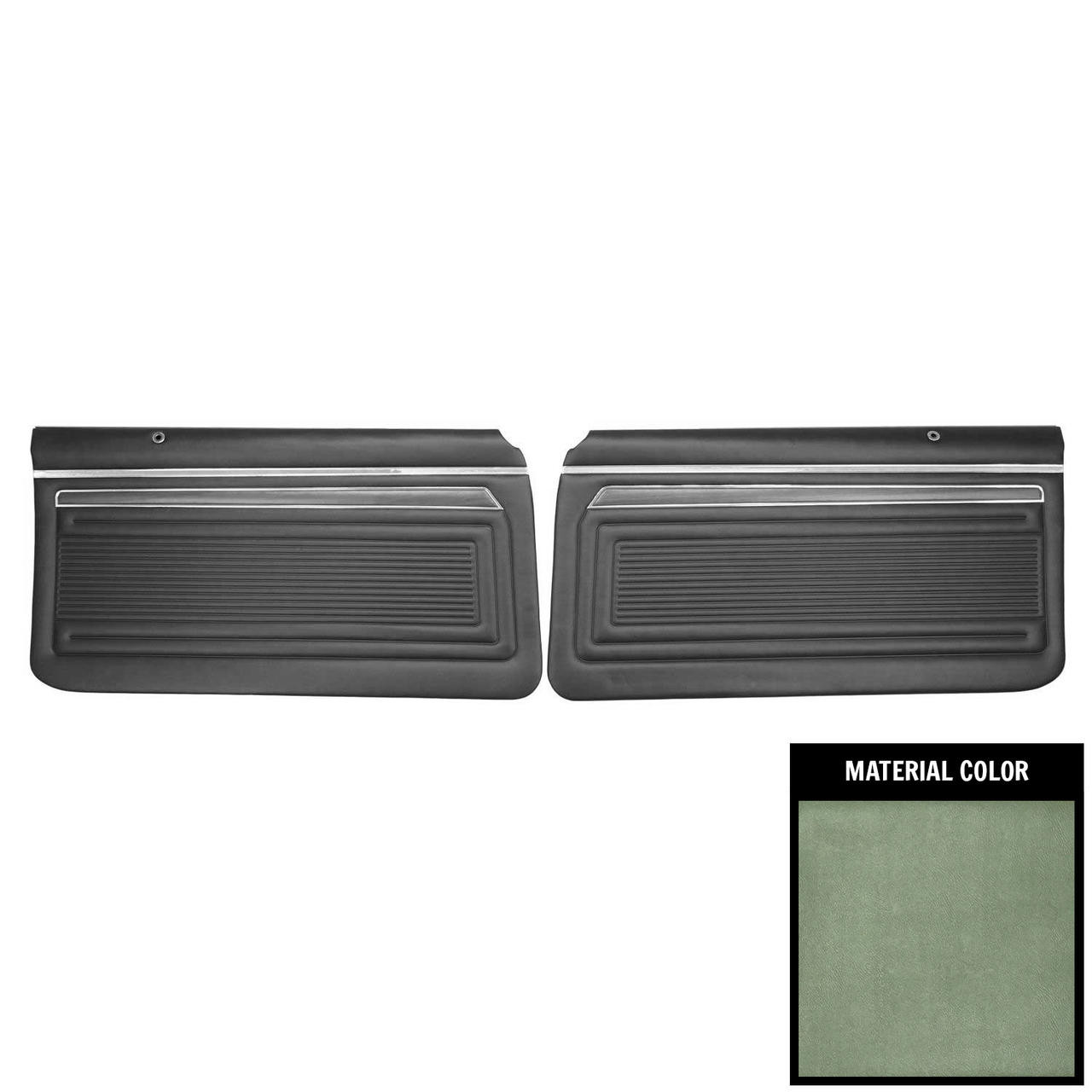 PUI Interiors 1972 Nova/SS/Custom Pre-Assembled Dark Metallic Green Front Door Panels - PD329