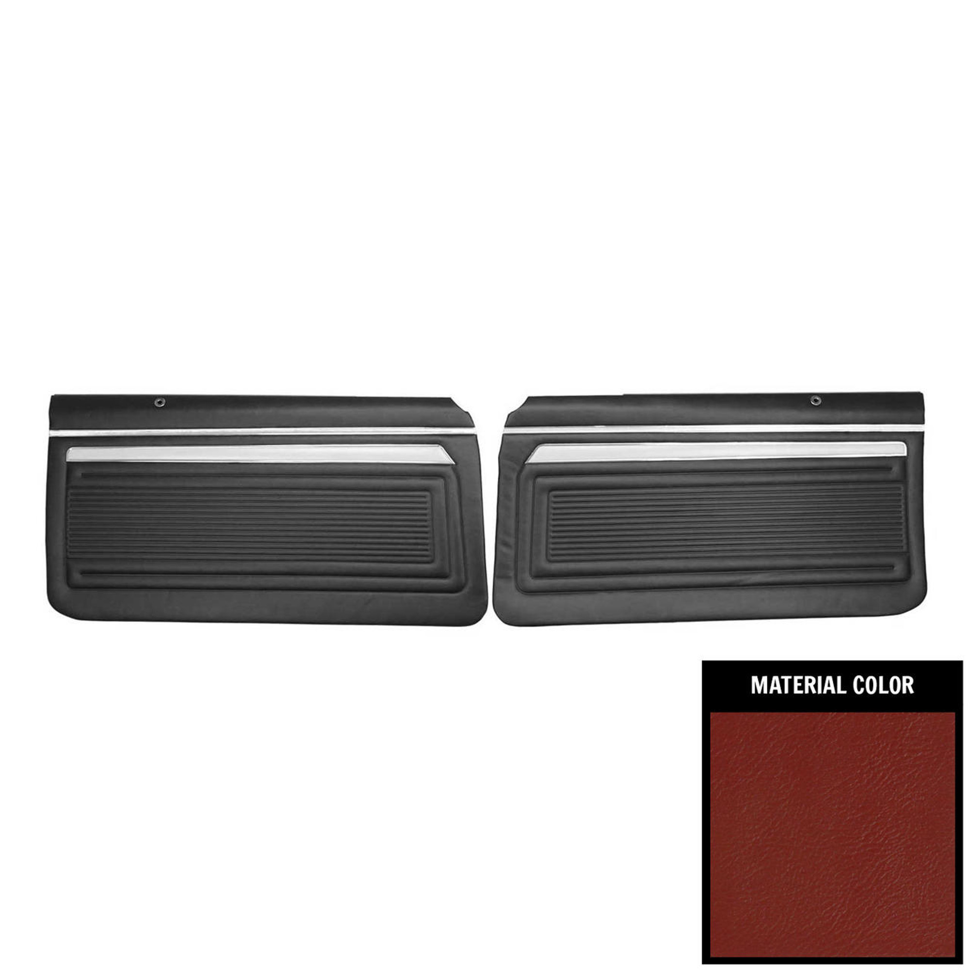 PUI Interiors 1969 Chevrolet Nova/SS/Custom 2-Door Sedan Pre-Assembled Red Front Door Panels - PD331