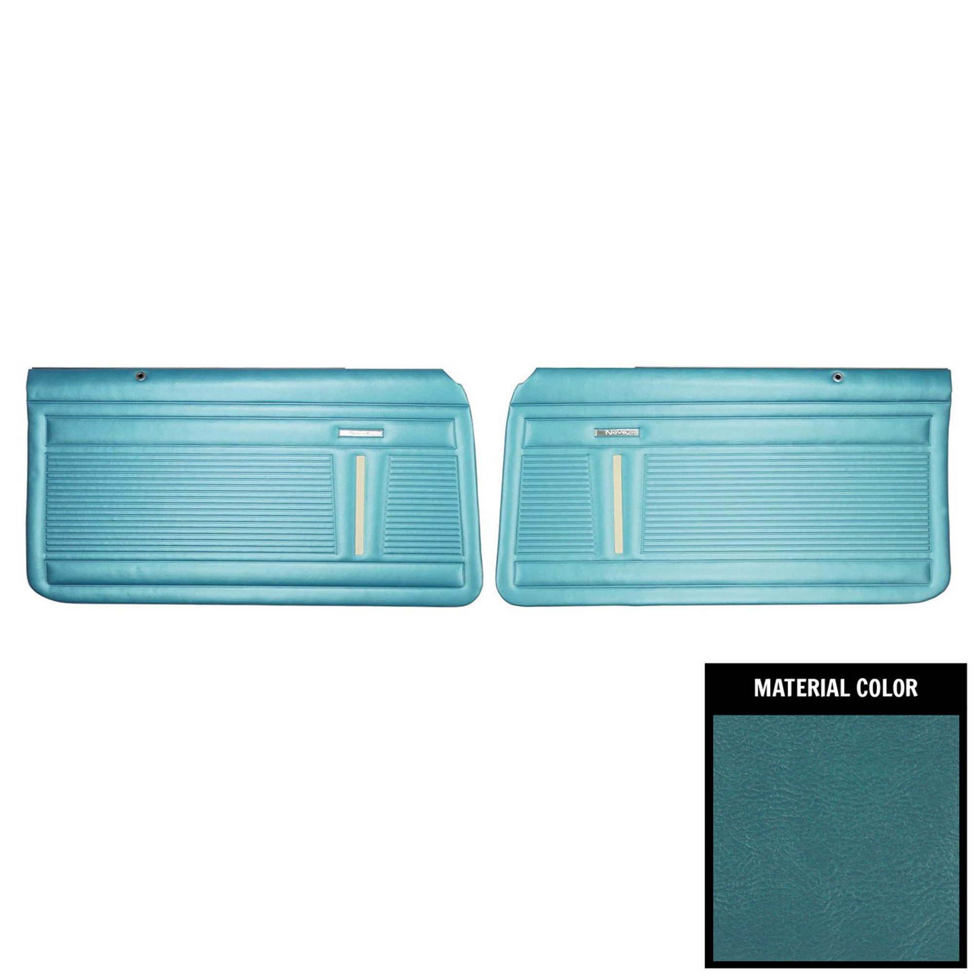 PUI Interiors 1970 Nova 2-Door Sedan Standard Pre-Assembled Bright Blue Front Door Panels - PD345