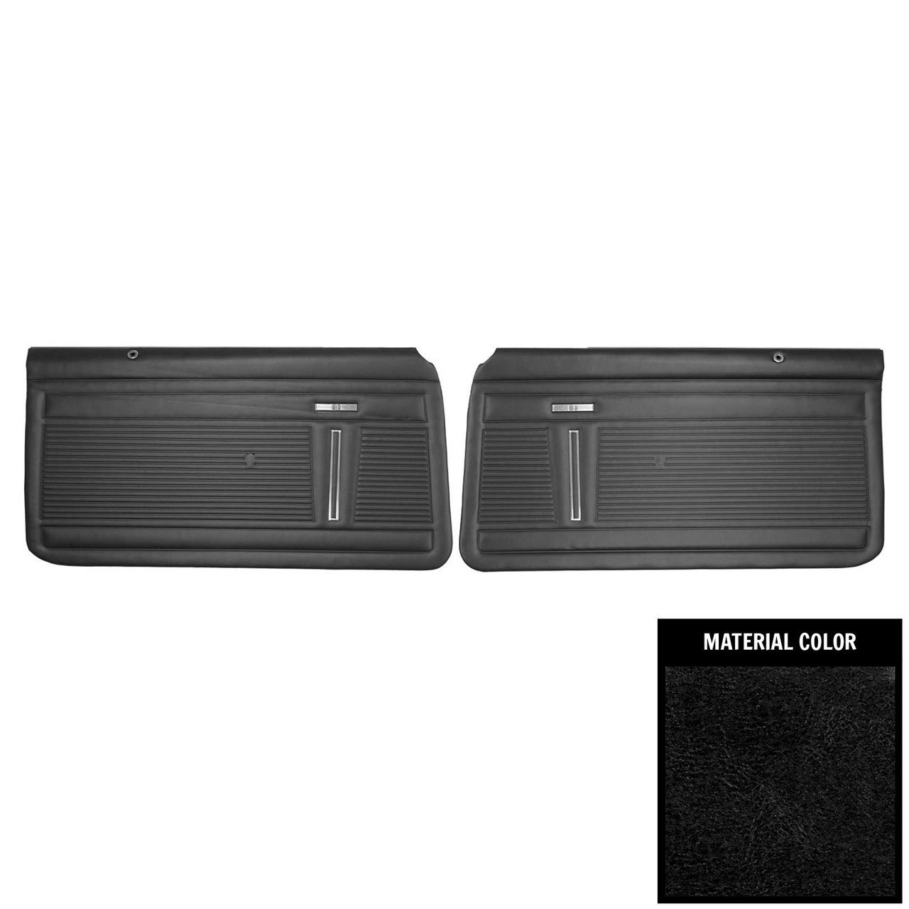 PUI Interiors 1971-1972 Nova 2-Door Sedan Standard Pre-Assembled Black Front Door Panels - PD350