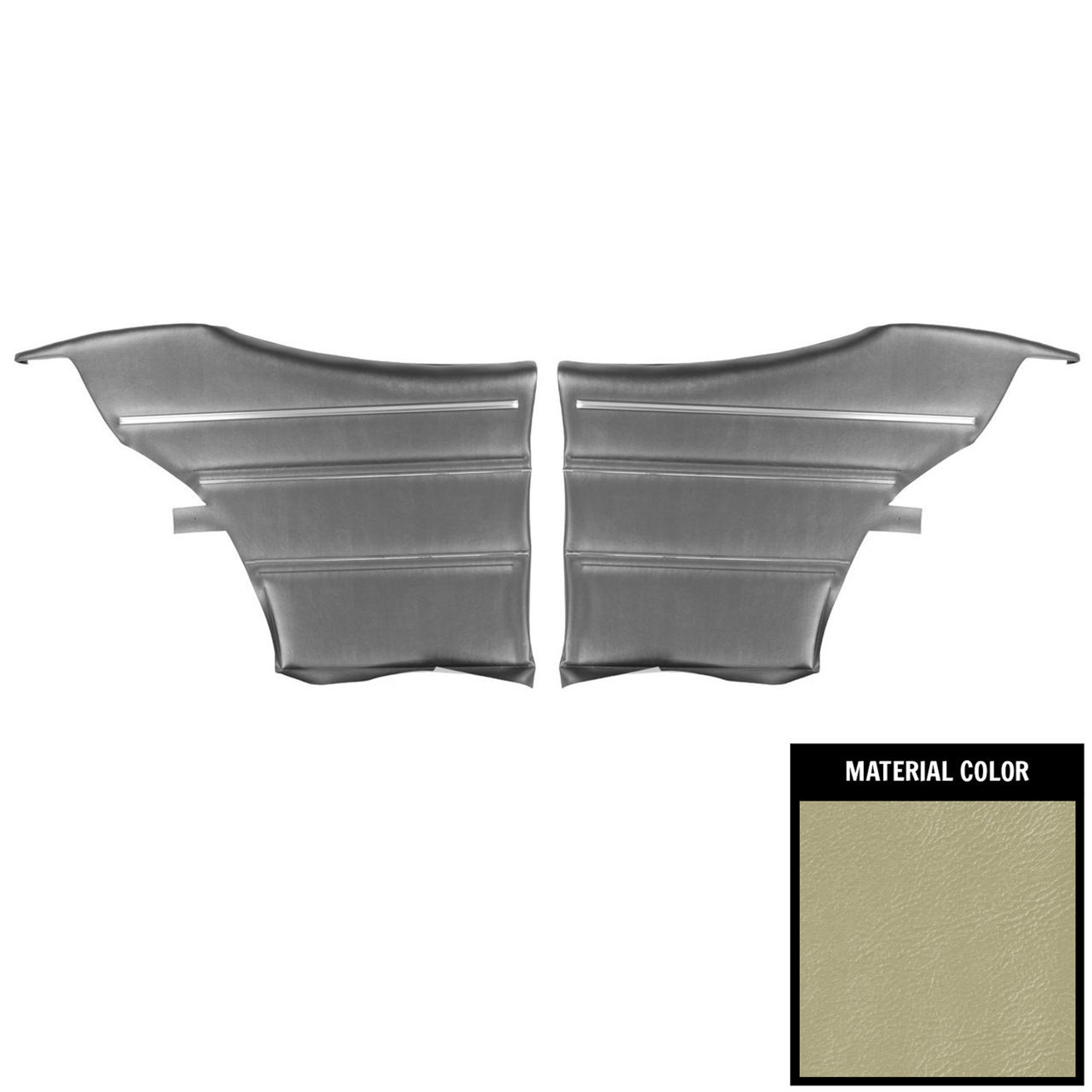 PUI Interiors 1969 Pontiac GTO/LeMans Hardtop Pre-Assembled Parchment/Black Rear Door Panels - PD451C