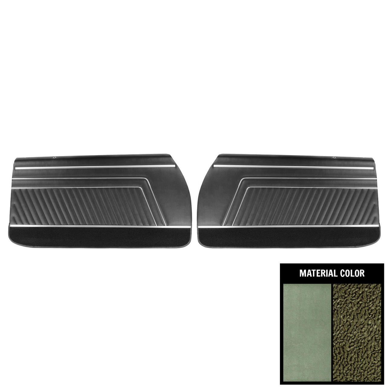 PUI Interiors 1970 Pontiac GTO/LeMans Pre-Assembled Dark Metallic Green Front Door Panels - PD464