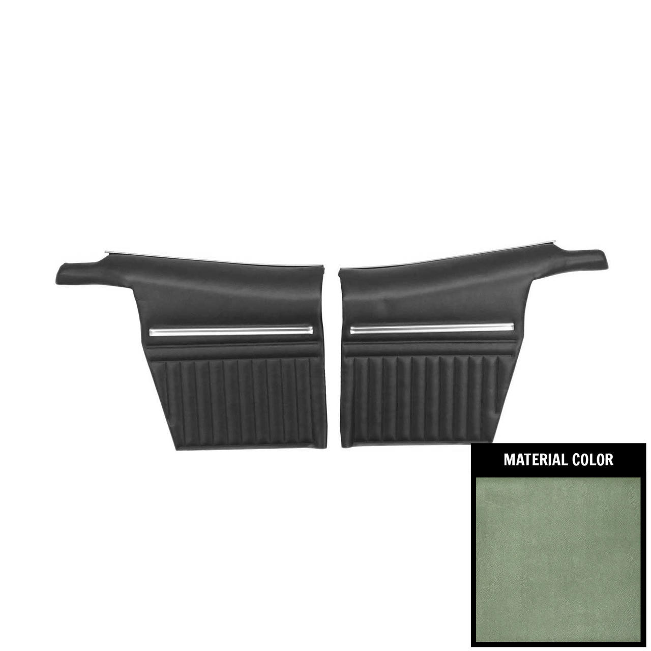 PUI Interiors 1969 Firebird Convt Standard Pre-Assembled Dark Metallic Green Rear Door Panels - PD602V