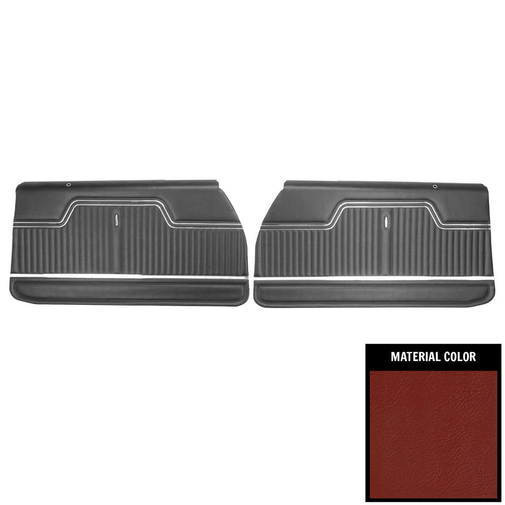 PUI Interiors 1969 Chevrolet El Camino Pre-Assembled Red Front Door Panels - PDE251