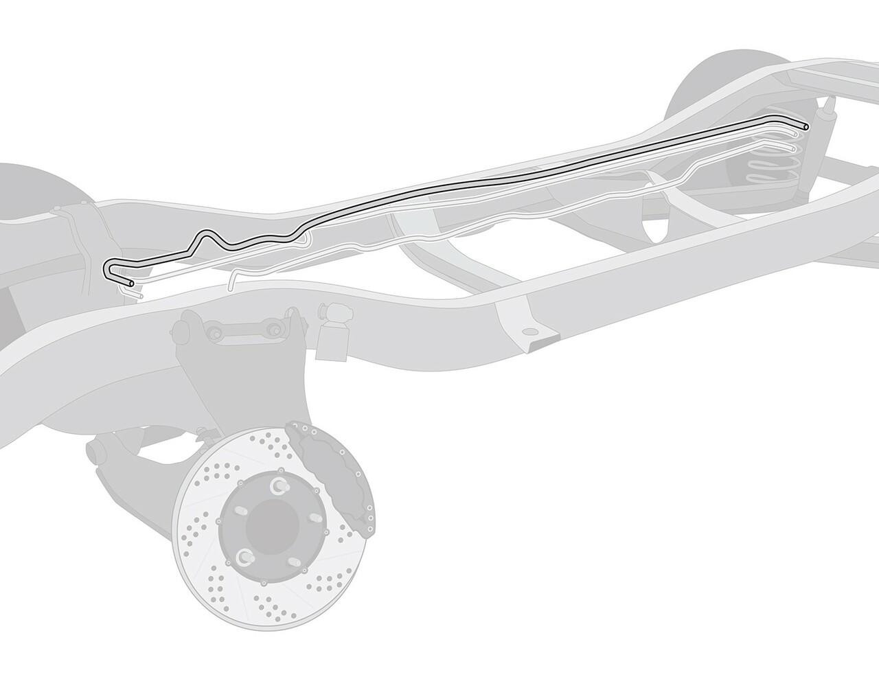 The Right Stuff 1967-69 Ford Truck, Pre-Bent Stainless Steel Front To Rear Fuel Line - TGL6408S