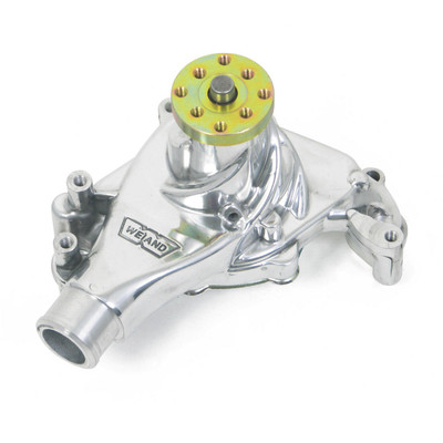 Weiand Action Plus Aluminum Water Pump w/Twisted Snout Small Block Chevy Long Polished - 9240P-WEI