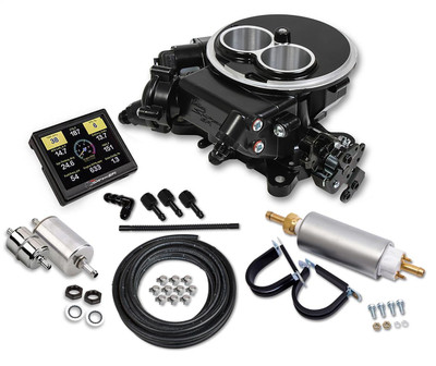 Holley EFI Sniper Master EFI Kit Self-Tuning 2300 2bbl TB w/Monitor 350HP Max, Black - EFI-550-850K