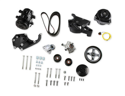 Holley LS/LT, Accessory Drive Kit w/SD7 A/C, Alt, P/S Pump, Tensioner, Belt, and Pulley - HOL-20-138BK