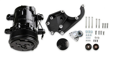Holley Accessory Drive Bracket, For LS, A/C Accessory Drive Kit, SD7 Compressor, Black - HOL-20-142BK