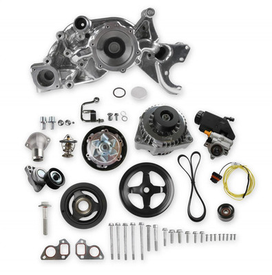 Holley Mid-Mount Complete Race Accessory System, For LS Engine, w/P/S Pump, Polished - HOL-20-186P