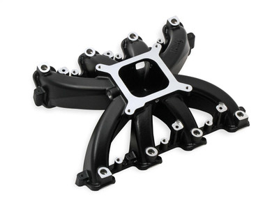 Holley LS Single Plane Mid Rise EFI Intake, Rectangular Port Heads, Black Ceramic - HOL-300-136BK