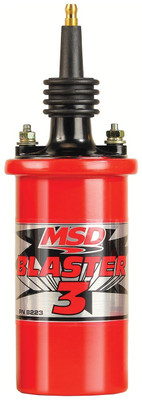 MSD Blaster 3 Series Ignition Coil w/90 Degree Terminal/Boot, Tall Tower, Red - MSD-8223