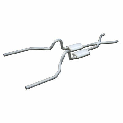 Pypes Exhaust 71-73 Mustang 2.5 Crossmember Back Exhaust System w/X-Pipe and Race Pro Mufflers - SFM04R-PYP