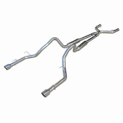 Pypes Exhaust 05-10 Mustang V6 Mid Muffler Cat Back Exhaust System w/M80 Mufflers and Black Tips - SFM69B-PYP
