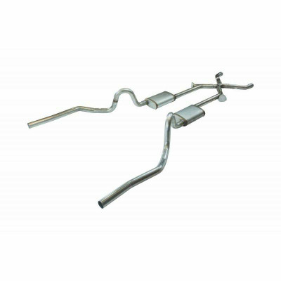 Pypes Exhaust 70-71 GTO and 68-72 442 Crossmember Back Exhaust w/Cutouts and Turbo Pro Mufflers - SGA16T-PYP