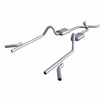Pypes Exhaust 55-57 Chevy Crossmember Back Exhaust System w/X-Pipe and Race Pro Muffler - SGC10R-PYP