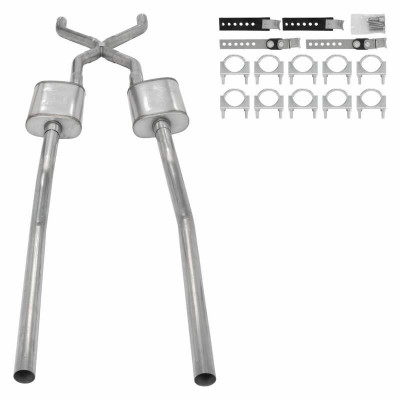 Pypes Exhaust 55-59 Chevy Truck Street Pro 2.5 Crossmember Back Dual Rear Exhaust System Kit - SGT77S-PYP