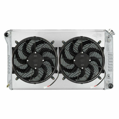 Cold Case Radiators 77-87 GM Truck w/AT 21 Aluminum Performance Radiator and Dual 14 2200cfm Fans - CR-GMT556A21-1SK