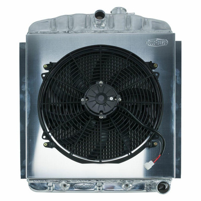 Cold Case Radiators 47-54 Chevy Truck w/V8 Aluminum Radiator and 16 Fan Kit Polished OE Style Tanks - CR-GMT568AK